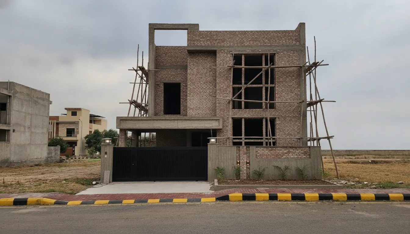 House exterior after plastering